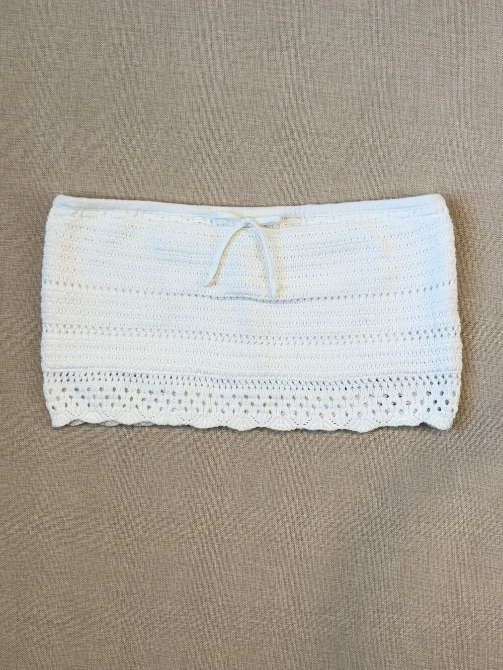 Hollister White Crochet Style Tube Top Size XL